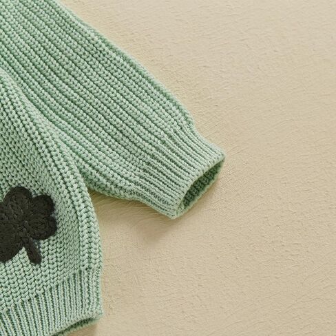 Baby Boy Girl Cute Long Sleeve Crew Neck Clover Embroidery Sweater Toddler St Patricks Day Outfit in Kuwait