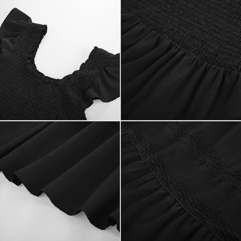 Grace Karin Womens Summer Dress Discal 2025 Flutter Square Square Neck Squared Smoocked Boho Beach Dresses Tier Midi Long Sundress in Kuwait