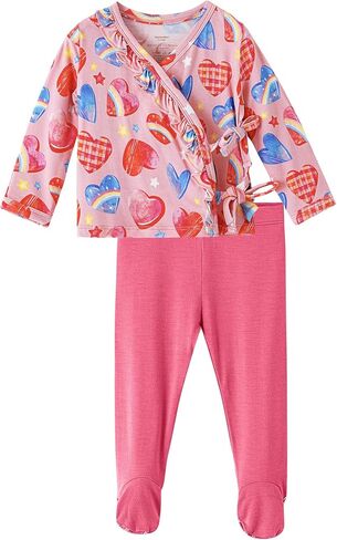 Newborn Baby Girls Clothes Set Long Sleeve Kimono Top and Pants Sets Outfit Viscose from Bamboo Outfits in Kuwait