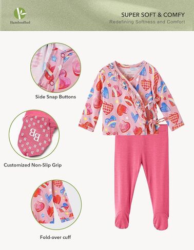 Newborn Baby Girls Clothes Set Long Sleeve Kimono Top and Pants Sets Outfit Viscose from Bamboo Outfits in Kuwait