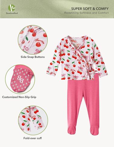 Newborn Baby Girls Clothes Set Long Sleeve Kimono Top and Pants Sets Outfit Viscose from Bamboo Outfits in Kuwait