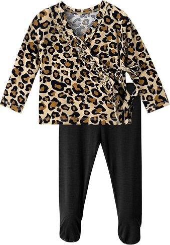 Newborn Baby Girls Clothes Set Long Sleeve Kimono Top and Pants Sets Outfit Viscose from Bamboo Outfits in Kuwait
