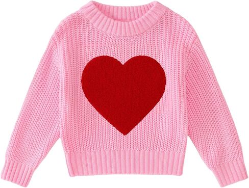 Ritatte Toddler Girl Valentine Day Sweater Baby Love Heart Progroeded Sweatshirt Shirt Dark Fall Winter Cloths 2-6t in Kuwait
