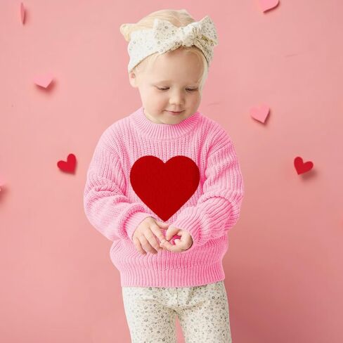 Ritatte Toddler Girl Valentine Day Sweater Baby Love Heart Progroeded Sweatshirt Shirt Dark Fall Winter Cloths 2-6t in Kuwait