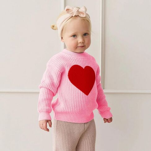 Ritatte Toddler Girl Valentine Day Sweater Baby Love Heart Progroeded Sweatshirt Shirt Dark Fall Winter Cloths 2-6t in Kuwait