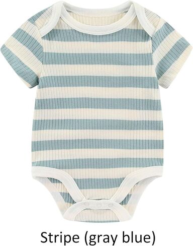 Ruliby Baby Bodysuit Ribbed Romper 5-pcs Soft Unisex Boy Girl Outfit Clothes Set 0-12 momth in Saudi Arabia
