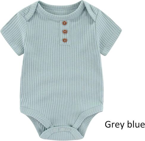 Ruliby Baby Bodysuit Ribbed Romper 5-pcs Soft Unisex Boy Girl Outfit Clothes Set 0-12 momth in Saudi Arabia
