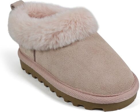 Bearpaw للجنسين فو فرو مبطنة من جلد الغزال أحذية الأطفال - أحذية الأطفال القاع الصلبة للبنين والبنات - النعال المشي الجلدية in Saudi Arabia