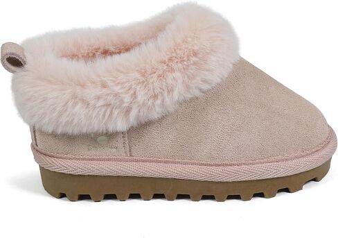 Bearpaw للجنسين فو فرو مبطنة من جلد الغزال أحذية الأطفال - أحذية الأطفال القاع الصلبة للبنين والبنات - النعال المشي الجلدية in Saudi Arabia