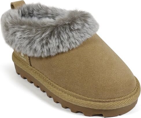 Bearpaw للجنسين فو فرو مبطنة من جلد الغزال أحذية الأطفال - أحذية الأطفال القاع الصلبة للبنين والبنات - النعال المشي الجلدية in Saudi Arabia
