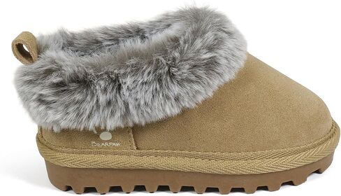 Bearpaw للجنسين فو فرو مبطنة من جلد الغزال أحذية الأطفال - أحذية الأطفال القاع الصلبة للبنين والبنات - النعال المشي الجلدية in Saudi Arabia