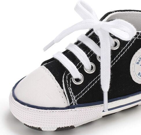Unisex Baby Boys Girls Shoes, Newborn Infant Non-Slip Canvas Denim High Top Sneakers, Toddler First Walkers Shoes in Saudi Arabia