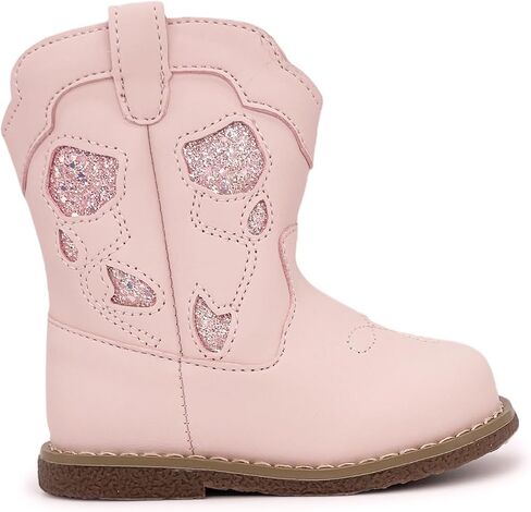 Baby Cowboy Cowgirl Boots Infant Boys Girls Western Booties Round Toe Riding Mid Calf Boots for All Seasons for 6 9 12 15 18 24 Months in Kuwait