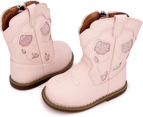 Baby Cowboy Cowgirl Boots Infant Boys Girls Western Booties Round Toe Riding Mid Calf Boots for All Seasons for 6 9 12 15 18 24 Months in Kuwait