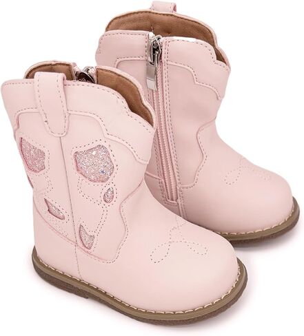 Baby Cowboy Cowgirl Boots Infant Boys Girls Western Booties Round Toe Riding Mid Calf Boots for All Seasons for 6 9 12 15 18 24 Months in Kuwait