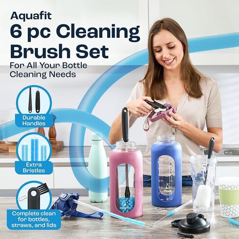 AQUAFIT 6 Pack Water Bottle Brush, Bottle Brushes for Cleaning, Straw Cleaner Brush, Bottle Brush Cleaner, Water Bottle Cleaner Brush, Baby Bottle Brush Set, Bottle Cleaner Brush (Blue) in Saudi Arabia