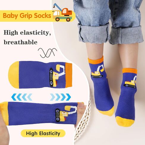 12 Pairs Baby Boys Girls Toddlers Grips Socks Kids Non Skid Anti Slip Cotton Crew Socks in Saudi Arabia