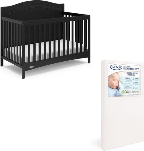 Graco Paris Crib and Mattress Nursery Essentials Pack (White) – GREENGUARD Gold Certified Baby Crib & Crib Mattress, Cribs with Mattress Included, Convertible Crib, Baby Mattresses for Crib in Saudi Arabia