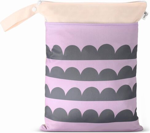 Cloth Diaper Wet Bags – Waterproof & Reusable Bag with 2 Zippered Pockets, 100% Polyester with Handle, Perfect for Stroller, Travel, Baby Essentials & Breast Pump Storage (Sand Triangular) in Saudi Arabia