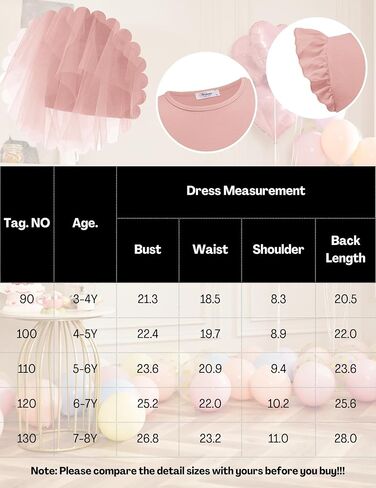 Arshiner Toddler Tutu Dress Little Girls Tulle Tulle Tulle Princess Birthday Party Dresses in Kuwait