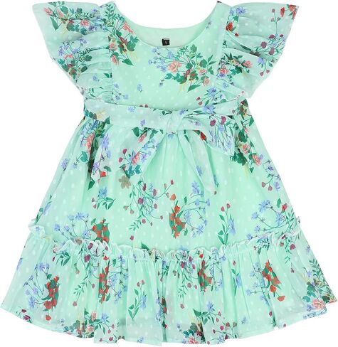 AGQT Toddler Girls Ruffle Dress Sleeveless Flower Girls Swiss Dots Flowy Pleated Party Dress Size 1-6T in Saudi Arabia