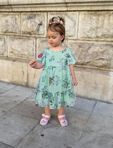 AGQT Toddler Girls Ruffle Dress Sleeveless Flower Girls Swiss Dots Flowy Pleated Party Dress Size 1-6T in Saudi Arabia