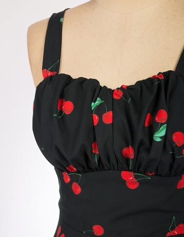 فستان نسائي عتيق من Belle Poque بدون أكمام ومزين بالزهور ومكشكش صيفي لطيف على شكل حرف A ومتأرجح متوسط ​​الطول in Saudi Arabia