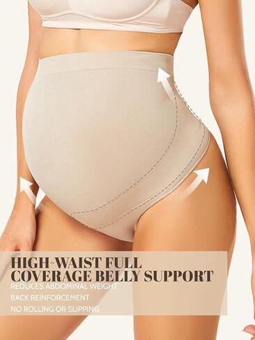 Maternity Underwear Thong for Women, Pregnancy Shapewear Over The Belly Support Seamless Pregnant Panties 5-Pack in Saudi Arabia