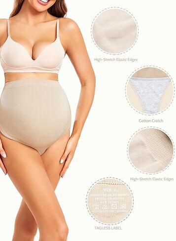 Maternity Underwear Thong for Women, Pregnancy Shapewear Over The Belly Support Seamless Pregnant Panties 5-Pack in Saudi Arabia