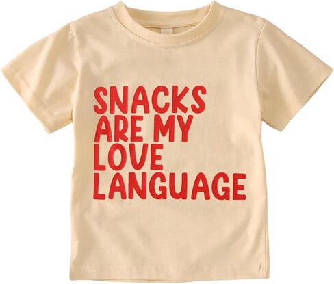 Toddler Girl Boy Valentines Day Shirt Snacks are My Love Language Funny Cute Letter Kids T-Shirts Graphic Outfit in Kuwait