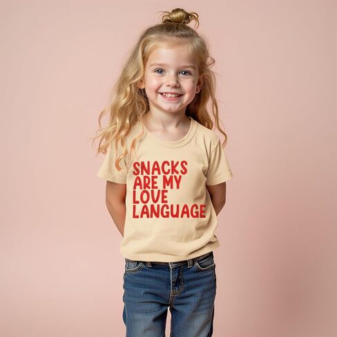 Toddler Girl Boy Valentines Day Shirt Snacks are My Love Language Funny Cute Letter Kids T-Shirts Graphic Outfit in Kuwait