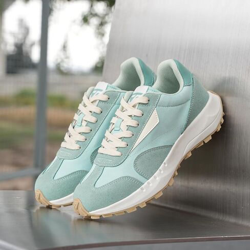 JABASIC Women Lace Up Fashion Sneakers Comfortable Vintage Walking Sports Shoes in Kuwait