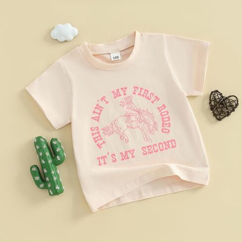 This Ain't My First Rodeo Its My Second Toddler Girl Boy 2nd Birthday Shirt | 2 Year Old Toddler Baby Girl Boy 2nd Birthday Outfit, Western Summer Clothes in Saudi Arabia