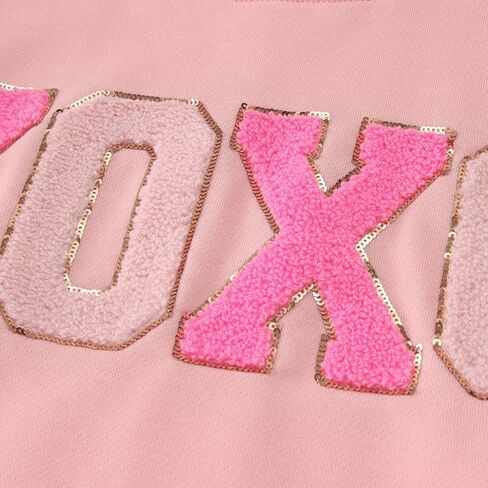 Mommy و Me Valentines Day Sweatshirts Glitter Patch Xoxo قمصان عائلة مطابقة لألواح طويلة الأكمام. in Kuwait