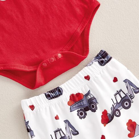 Newborn Baby Boy Valentines Day Outfit Letter Print Long Sleeve Romper Cart Love Heart Pants Hat Set 3Pcs Clothes in Saudi Arabia
