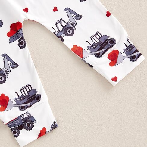 Newborn Baby Boy Valentines Day Outfit Letter Print Long Sleeve Romper Cart Love Heart Pants Hat Set 3Pcs Clothes in Saudi Arabia