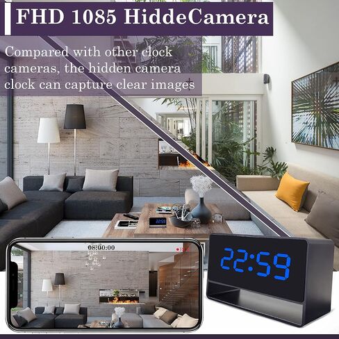 كاميرا على مدار الساعة - ساعة كاملة من أجهزة WiFi HD 1080p مع الكاميرا ، وكاميرا مربية مخفية مع فيديو واضح للفيديو الكشف عن حركة الرؤية الليلية للأمن الداخلي والخارجي in Kuwait