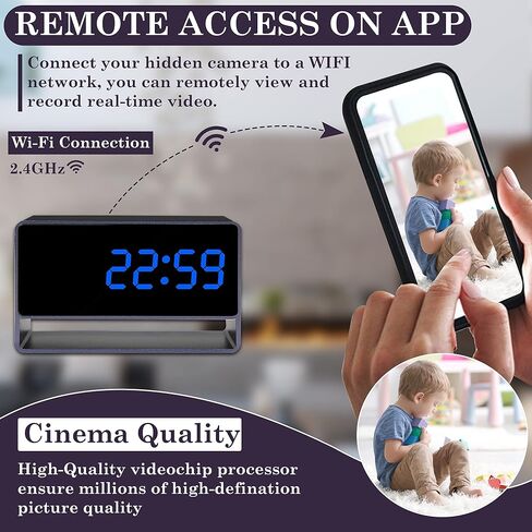 كاميرا على مدار الساعة - ساعة كاملة من أجهزة WiFi HD 1080p مع الكاميرا ، وكاميرا مربية مخفية مع فيديو واضح للفيديو الكشف عن حركة الرؤية الليلية للأمن الداخلي والخارجي in Kuwait