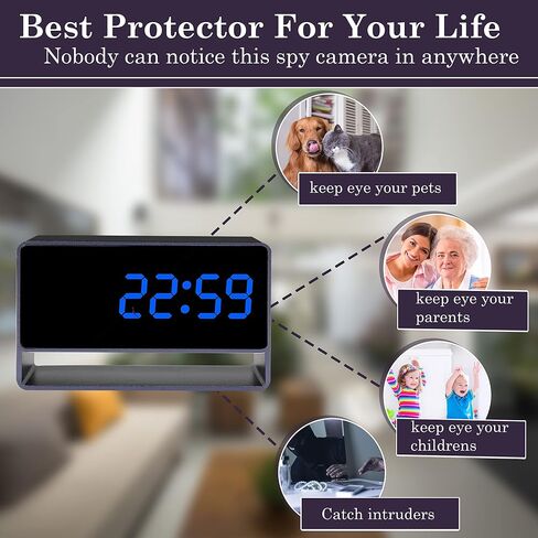 كاميرا على مدار الساعة - ساعة كاملة من أجهزة WiFi HD 1080p مع الكاميرا ، وكاميرا مربية مخفية مع فيديو واضح للفيديو الكشف عن حركة الرؤية الليلية للأمن الداخلي والخارجي in Kuwait