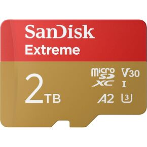 SanDisk 512GB Extreme microSDXC UHS-I Memory Card with Adapter - Up to 190MB/s, C10, U3, V30, 4K, 5K, A2, Micro SD Card - SDSQXAV-512G-GN6MA