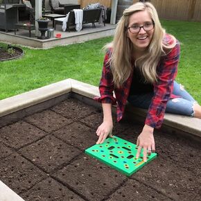 Seeding Square - Seed and Seedling Spacer Tool for Bigger Harvests, Organized Plants & Fewer Weeds – Color-Coded Gardening Template with Magnetic Dibber, Ruler & Planting Guide