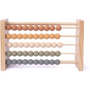 Boho Abacus - STEM Toy- Boho Nursery Decor and Playroom Decor- Math Toddler Toy with Beads- Montessori Toys - Aesthetic Modern Educational Wooden Toys