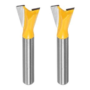 HARFINGTON 2pcs Dovetail Router Bit 3/4" Diameter 1/4" Shank Tungsten Carbide 14 Degree Dovetail Joint Drill Bit for Box Drawer Cabinet Joint Fine Woodworking