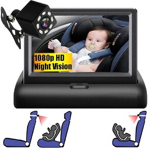 Baby Car Camera Monitor,Baby car Mirror,Digital Display, View Infant in Rear Facing Seat with Wide Clear View,Aimed at Baby-Easily to Observe The Baby's Every Move