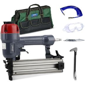 18GA PNEUMATIC BRAD NAIRER ، يقبل 5/8 إلى 2INCH BRAD NAILDS & CROWN 5/8 إلى 1-5/8 بوصة عنصر أساسي في مسدس الأظافر مع 1600 مسامير و 1200 عنصر أساسي (تشمل أنبوب الهواء 6M ، 1*مستحضر الأظافر والمحمول شنطة)