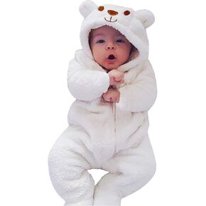 Newborn Baby bear Fleece Romper One-Piece Footies Jumpsuit Pajama Infant Onesies for Baby Boys Girls