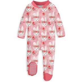 uideazone Baby Girls Footed Pajamas Zip-Front One-Piece Sleeper Non-Slip Footie Cute Pattern Jumpsuit PJs 0-12 Month in Kuwait