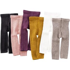 Toddler Girls Pants, Kids Combed Cotton Leggings/Tights, Newborn Assorted Colors, Set of 5 Pairs. (US, Alpha, 1 Year, 2 Years, 5, 5)