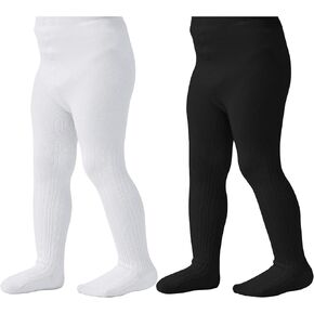 Zando 2 Pack Baby Tights Cotton Knit Cable Tights Toddler Leggings Winter Warm Girls Pantyhose Stockings for Newborns Infants in Kuwait