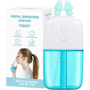 Nasal Irrigation System with Dual Speed and Auto Waste Collection – Portable and Travel-Friendly Nasal Irrigator – Nasal Cleaner for Sinus Relief Nasal Rinse Machine for Allergy and Sinus Care